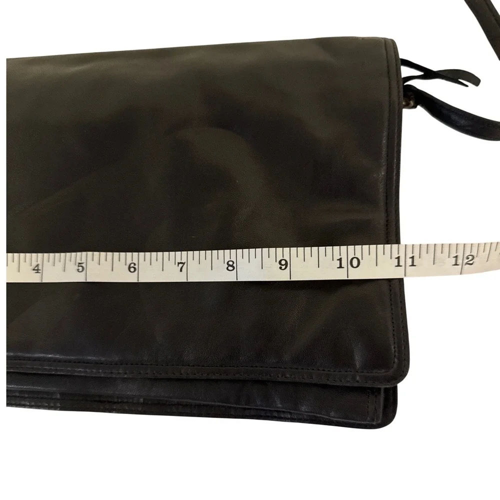 Jay Herbert New York Vintage Black Leather Crossbody Clutch Bag Gold Hardware